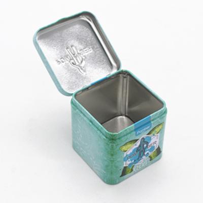 China 60x60 square flip hinge metal packaging Square Black Custom Printed Tea Packing Tin Box for sale