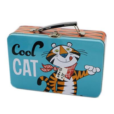 China Vintage Handle Rectangle Tin Box Suitcase Mini  WC-059 Offset Printing for sale