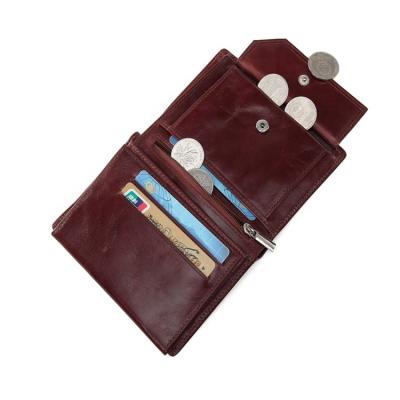 China European Style RFID Leather Wallet Men Pocket Coin Purse Wallet With Button for sale