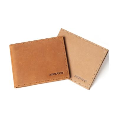 China 2022 New Year's Gift Crazy Horse Leather Brown And Rfid Slim Wallet RFID Blocking Front Pocket Card Wallet for sale