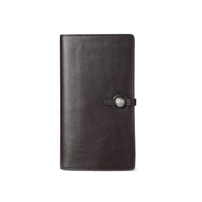 China Vintage factory price hot sale brown full grain leather rfid blocking passport holder wallet for sale