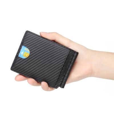 China High Quality Hot Selling Carbon Fiber Anti-theft Leather Wallet Men's Slim Card Holder for sale