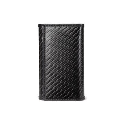 China Fashion Popular Trendy Design Custom Black Carbon Fiber Leather Key Rfid Wallet Case for sale