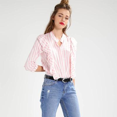 China Fashion Stripe Blouses For Ladies for sale