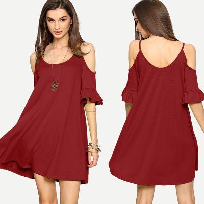 China La ropa de alta calidad para el O-cuello Mini Dress Ruffle Women Big de las mujeres clasifica en venta