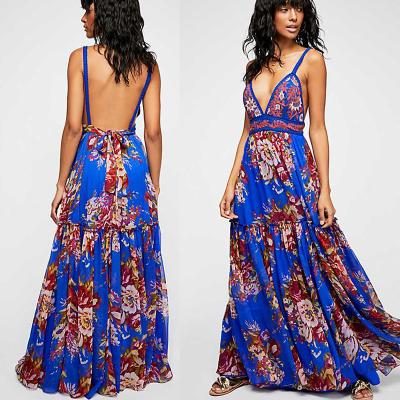 China Correa hermosa atractiva del vestido del Kaftan de Maxi Dress Backless Fashion Casual de 2018 mujeres del verano en venta