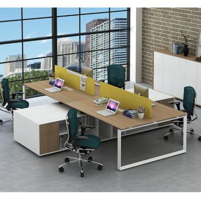 China Fit Regular Open Space Office Furniture 4 Person Cubicle Workstation With Cabinet for sale