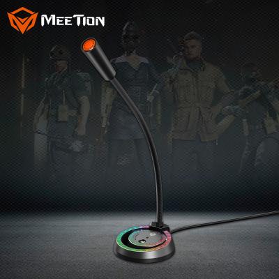 China Wholesale Table Conference Game USB Microphone MeeTion MC14 Gamer Microphone Stand Gooseneck RGB Desk Stand For Sale for sale