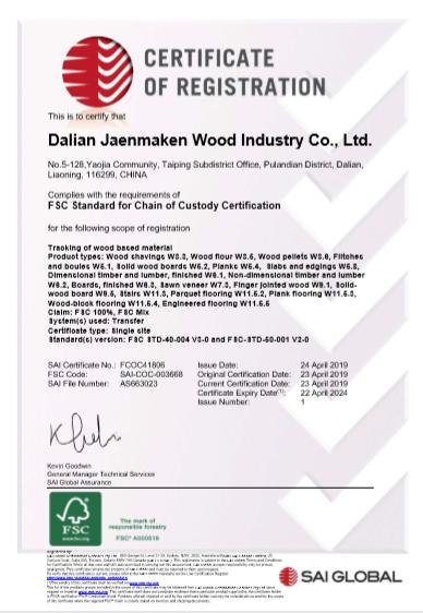 FSC - Dalian Jaenmaken Wood Industry Co., Ltd.