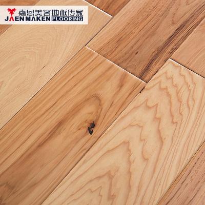 China Modern Light Hand Scraped Brush Solid Hickory Wood Flooring for sale