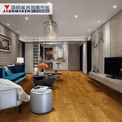 China Solid Gunstock 18mm Traditional Chinese Color Smooth Brush Indoor Oak Wood Flooring for sale