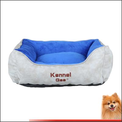 China dog bed luxury artificial leather and short plush pp cotton pet bed china factory for sale