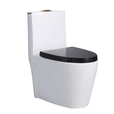 China Ceramic Toilet Set Sanitary Price Double-Flow Toiletries Black Toilet Bowls With Black Seat Cover for sale