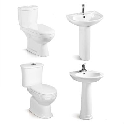 China Double-flush Africa Senegal Ocean classica toilet and two piece pedestal washbasin set sanitary ware WC from China supplier for sale