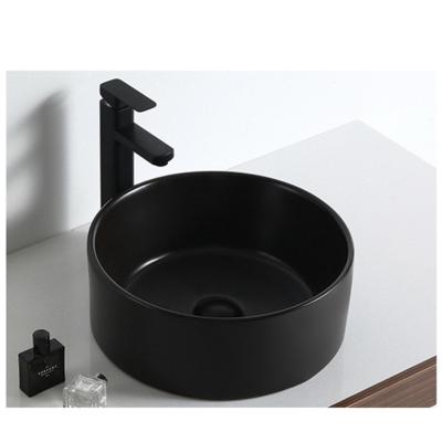 China Factory Chaozhou Modern Bathroom Toilet Round Face Basin Ceramic Top Matte Black Vanity Basin for sale