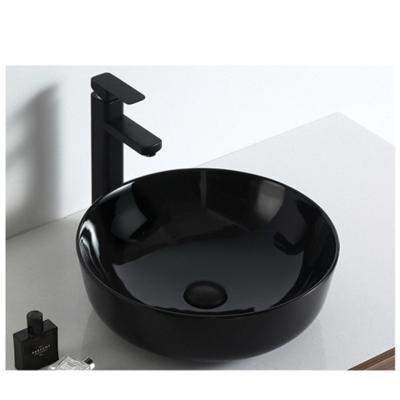 China China Supplier Modern Black Gloss Ceramic Basin Round Shape Small Size 16 Inch Basin Sink Colorful Basin for sale