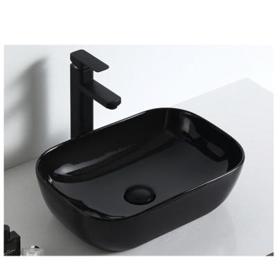 China 20 Inch Rectangular Basin 20 Inch New Style Modern 1 Piece Countertop Vessel Sink Light Black Colored Wash Basin Inch Sizes for sale