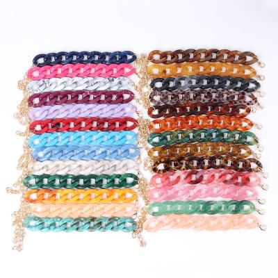 China Acrylic Stretched Bracelets Shape Beautiful Casual Style Candy Color Geometric Bracelet U Shape Link Chain Acrylic Bracelet For Women Jewelry for sale