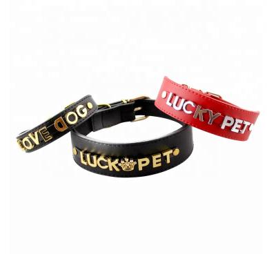 China DIY Quick Release Leather Name Personalized Pet Collar With Slide Letter Dog Collar for sale