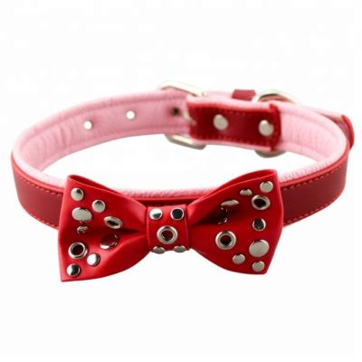 China 2022 New Design Pet Accessories Padded Personalized Padded Dog Bow Dog Collar Dog Training Leather Belt for sale