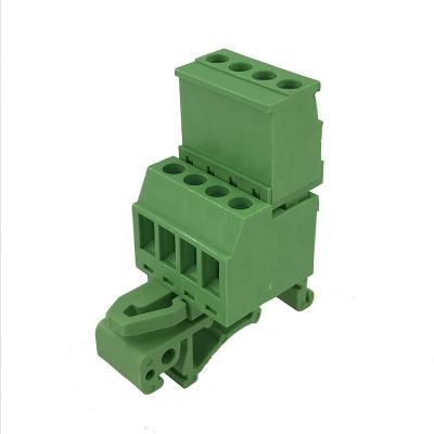 China PA66 5.08mm Pitch 4pin 15A Terminal Block 35mm Din Rail Pluggable Mounting Type XK2EDGUVK-5.08 XK2EDGKA-5.08 for sale