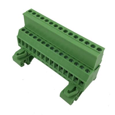 China PA66 15 pin 5.08mm Terminal Blocks Wide Din Rail Type XK2EDGUVK-5.08 Din Rail 35mm XK2EDGKA-5.08 for sale