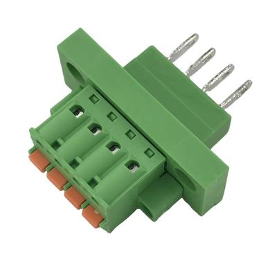 China PA66 Terminal Block XK2EDGKDM-5.08MM Pitch Pluggable Recess Female And Male Button Contact Block Through Wall 2EDGWB-5.08 for sale