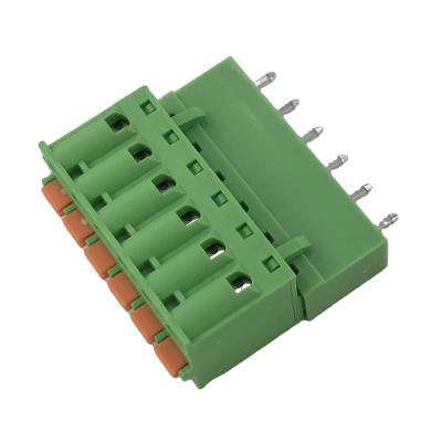 China PA66 5.08MM Pitch PCB Spring Pluggable Clamp Terminal Block With Press In Bottom Contact for sale