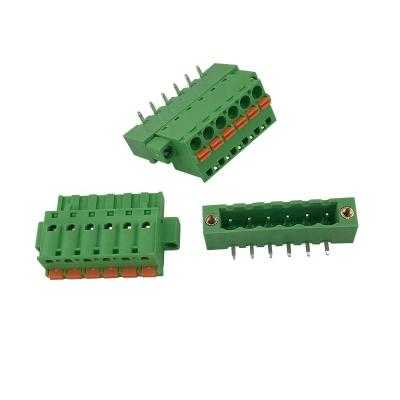 China Pluggable PA66 terminal block with push-in XK2EDGKDM-5.08MM lower pitch spring contact block 6pin male and female 2EDGRM-5.08 for sale