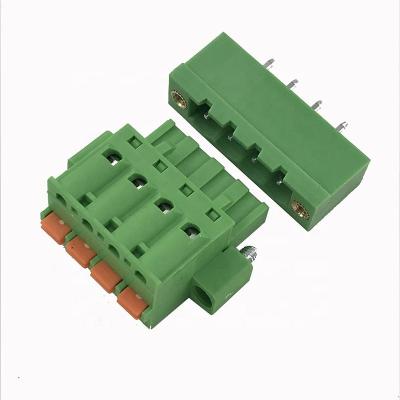 China PA66 5.08MM Pitch Push Button Contact Male and Female Pluggable Terminal Block with Fixed Screw for sale