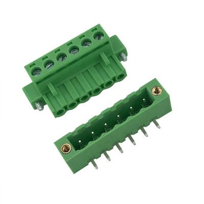 China PA66 5.08mm Pitch PCB Socket In Terminal Block With Fixed Ears Flange Male And Female XK2EDGKM XK2EDGRM for sale