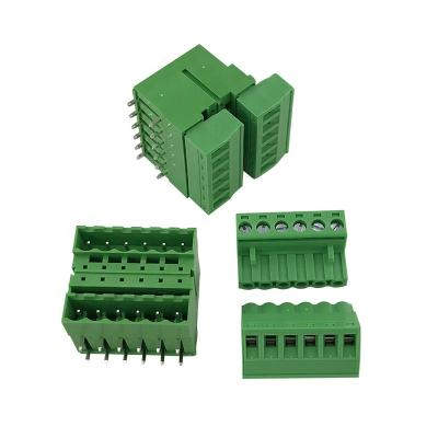 China PA66 Double Row PCB Pluggable Terminal Blocks With Two Layer Pin 5.08mm Pitch Male And Right Angle Female for sale