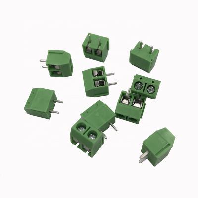 China PA66 Nylon PCB Green Small Screw Terminal Block With 5.0MM Pitch 2 Way Big Stock for sale