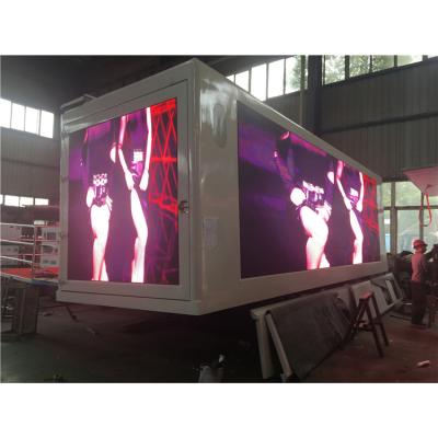 China Outdoor China Customized 3 Sides P4 LED Display Box 25ft Digital LED Billboard Box For Truck for sale