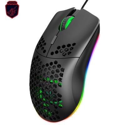 China Convenient RGB Lighting Gaming Mouse Grip Cavity Design Human Body Programmable Cable Comfortable Tech Design For Computer Gamer for sale