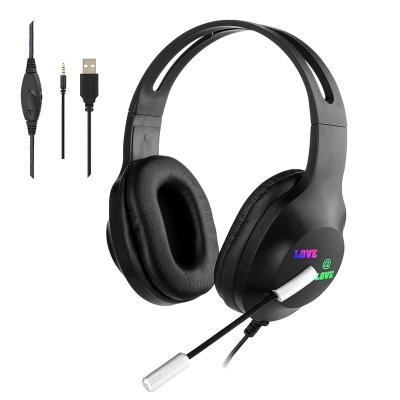 China Hotsale Headband Noise Cancel High Quality Stereo Gaming Headset Gaming Cable Earphone With RGB Light for sale