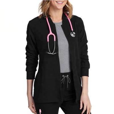 China Hospital Wholesale Stretch Scrub Top Medical Scrubs Jacket Warm Up Hospital Uniform Medical Nurse Jacket for sale