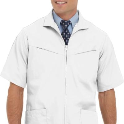 China Men's Hospital Uniform Short Sleeve Collar Uniform Short Sleeve Lapel Cotton Lab Coat Lapel Cotton Lab Coat With Multi Pockets for sale