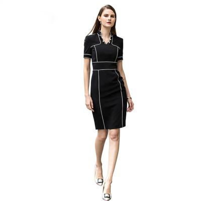 China Custom Made Women's Short Sleeve Slim V-Neck Office Formal Dress Suit Anti-Shrink for sale