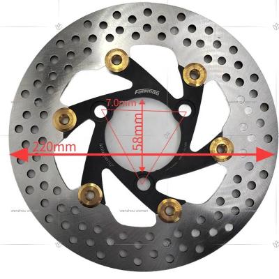 China Stainless Steel Purchase 410/2cr13 Manufacturer Aluminum Alloy Color Anodized Front Brake Disc Brake Rotor 220mm Motorcycle Pads PartsWholesale Aftermarket for sale