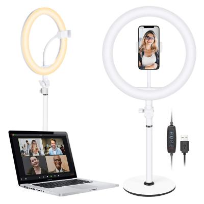 China 10 Inch PORTABLE LED Ring Light with Table Stand for Casting Video Makeup YouTube Table Ring Light for sale