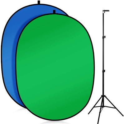 China Durable and Portable 5'X7'Portable Green Screen Backdrop with Folding Blue and Green 2-in-1 Screen Stand Kit for sale