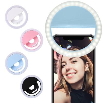 China Adjustable Dimmable Ring Led Selfie Shine Three Light Led Flash Halo Lamp Clip Phone Makeup Fill Light Circle Light Selfy Video for sale