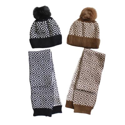 China Custom Acrylic Scarf 100% Plush Designer Warm Knitted Winter Kids Hat Beanie Hat for sale