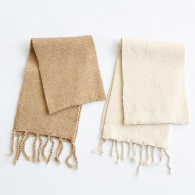 China Solid Color Child Winter Scarf Acrylic Tassels Warm Kids Knitted Scarf for sale