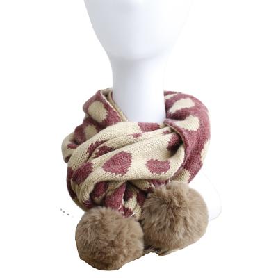 China Fashion Winter Warm KidsNeck Scarf KidsNeck Acrylic Rex Pompon Child Knitted Neck Scarf for sale