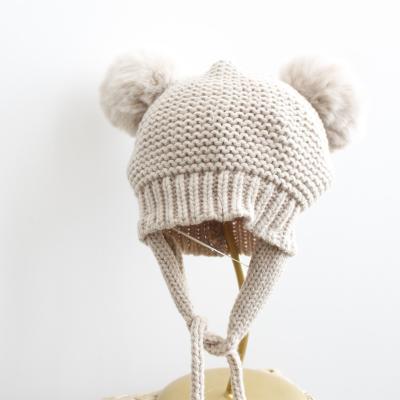 China Warm Plush Autumn Winter Knitted Baby Kids Hat Boy Girl Child Earmuffs Hat for sale