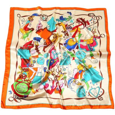 China Polyester Polyester Pattern Printing Women Scarf Spring Autumn Square Scarf For Women for sale