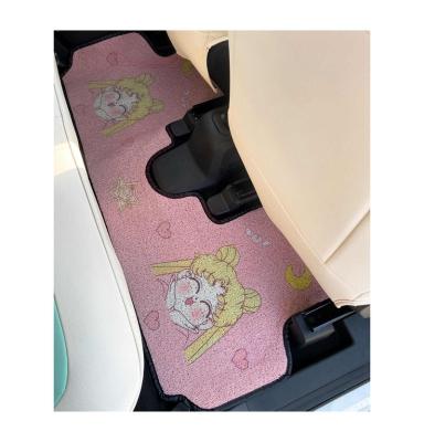 China EV Cartoon Wuling Hongguang Macarone Mini Car Non-Slip Mat Foot Pad Cartoon Anti Dirt Special Cute Wear-resistant Silk Ring for sale