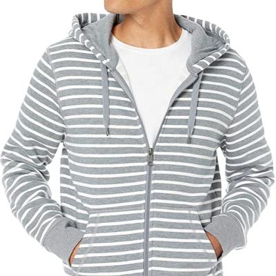 China Anti Wrinkle Jacket Men Streetwear Hooded Stripe Printed Zipper Up Loose Fit Oversized Pullover Sweatshirt Unisex Plus Size Hoodies for sale